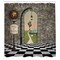 Ambesonne Alice in Wonderland Shower Curtain, Welcome Wonderland Black and White Floor Landscape Mushroom Print, Cloth Fabric Bathroom Decor Set with Hooks, 69" W x 70" L, Black Green